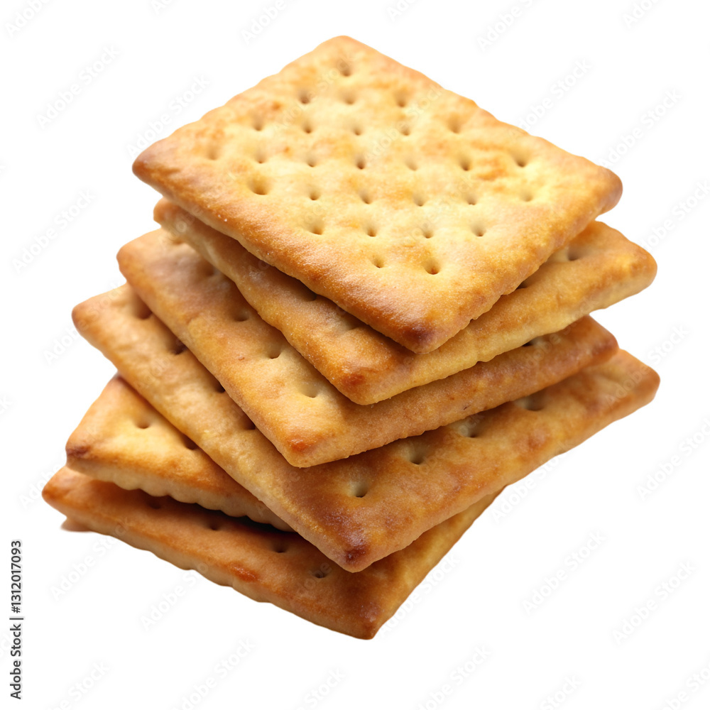 Pile of crispy crackers isolated on transparent background Pile of crispy crackers isolated on transparent background