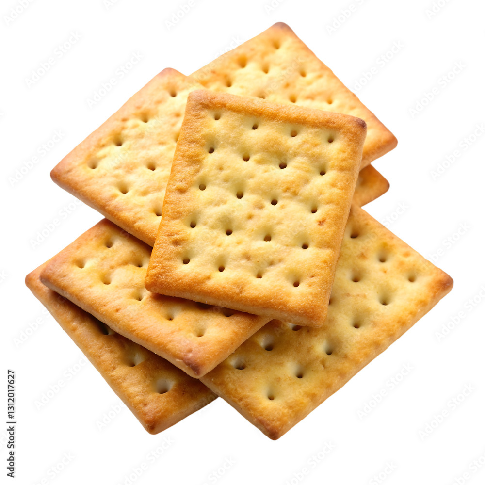 Pile of crispy crackers isolated on transparent background Pile of crispy crackers isolated on transparent background