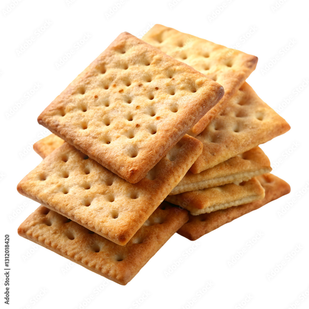 Pile of crispy crackers isolated on transparent background Pile of crispy crackers isolated on transparent background