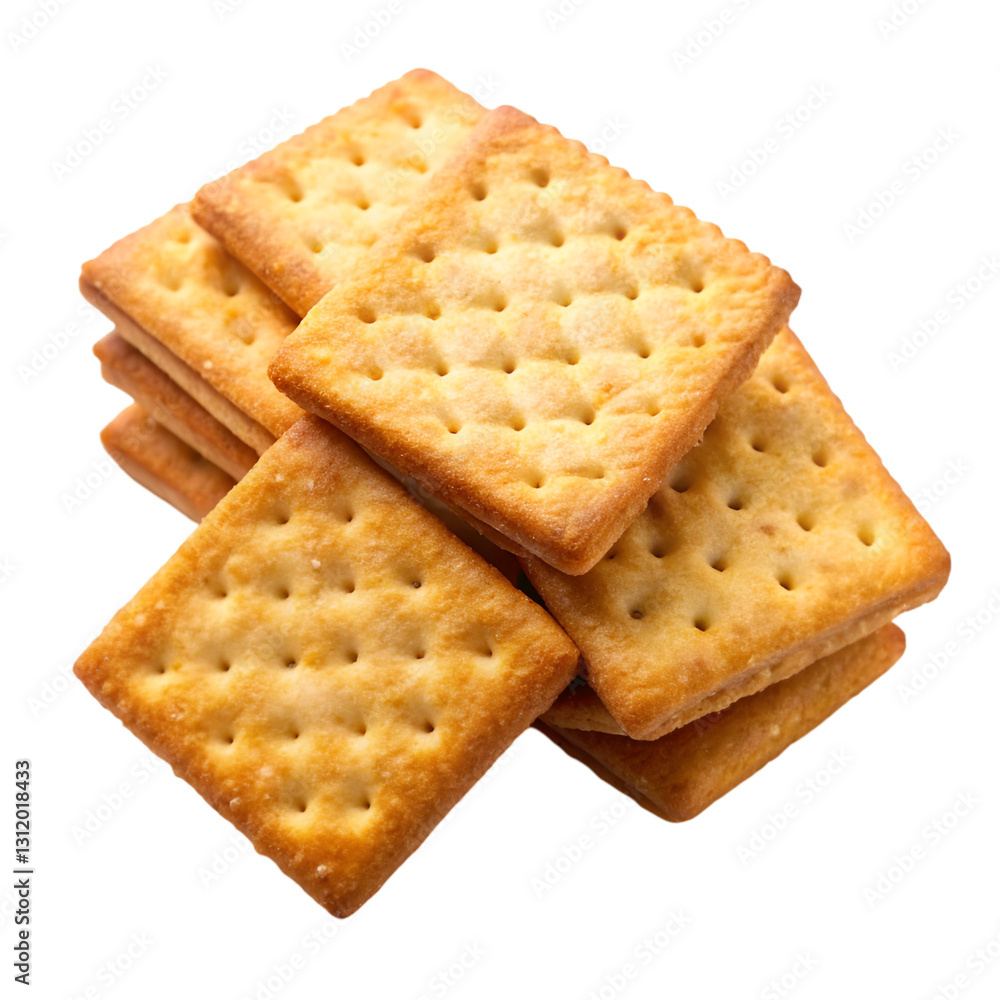 Pile of crispy crackers isolated on transparent background Pile of crispy crackers isolated on transparent background