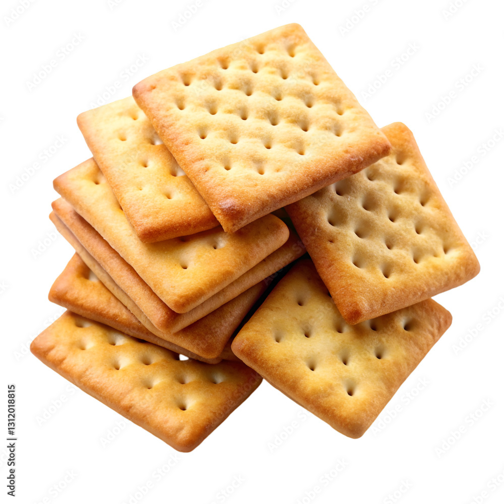 Pile of crispy crackers isolated on transparent background Pile of crispy crackers isolated on transparent background