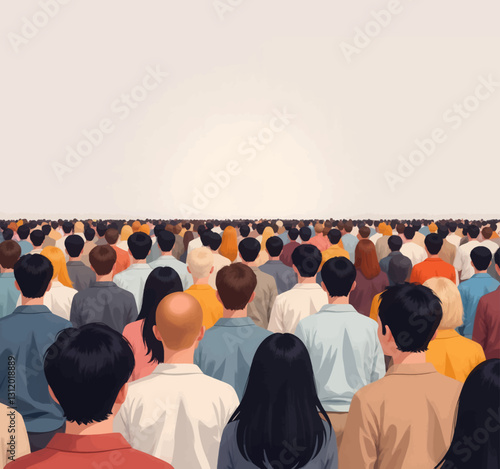 Large Crowd of People Facing a Blank Background