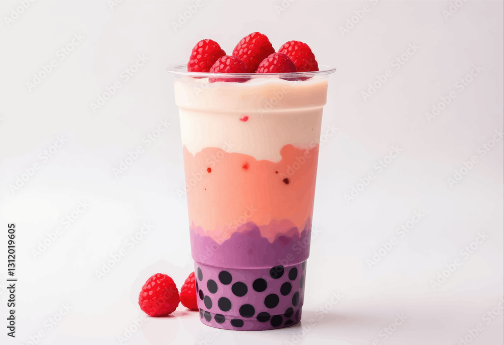 Layered smoothie with raspberries and boba pearls
Layered smoothie with raspberries and boba pearls