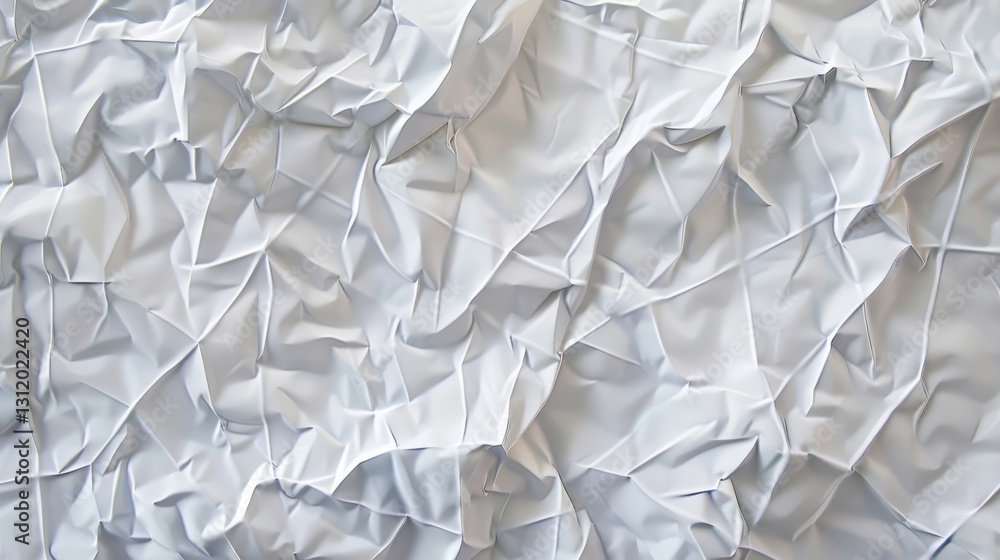 Obraz premium a crumpled white paper with a faint grid overlay, depicted with hyper-realistic detail. The texture should show intricate folds and creases