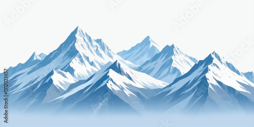 Pixelated majestic snowy mountain range landscape
