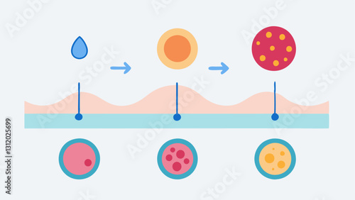 Skin Rejuvenation Process A stepbystep diagram of skin rejuvenation showing how exosomes help repair and regenerate damaged skin over time.