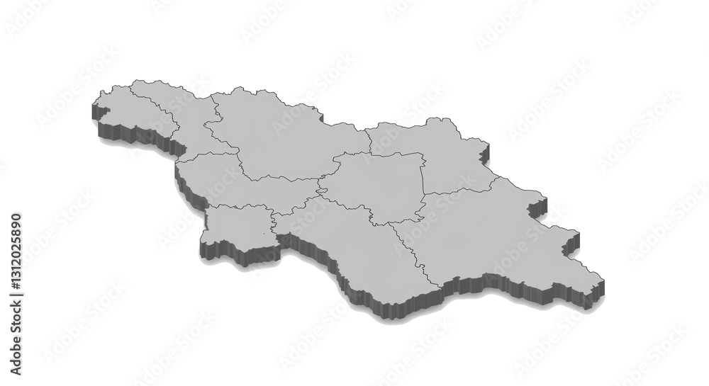 Fototapeta premium Isometric Map of Georgia in Gray Scale with Clear Borders