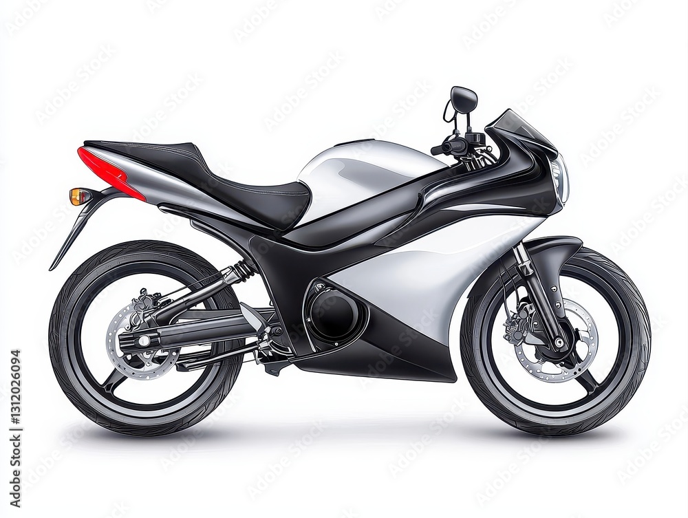 A contemporary motorcycle presented on a clean white background showcasing its matte finish and modern aesthetics A contemporary motorcycle presented on a clean white background showcasing its matte finish and modern aesthetics