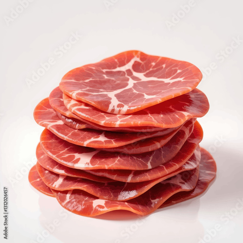 Stack of thinly sliced Iberian pork loin meat