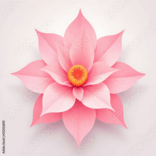 Stylized pink lotus flower with orange center