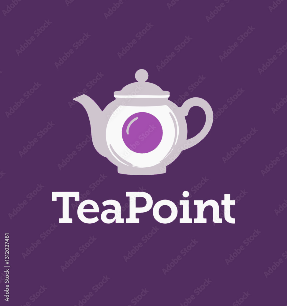 TeaPoint brand logo on purple background with teapot icon TeaPoint brand logo on purple background with teapot icon