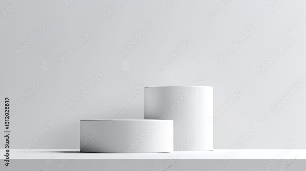 Minimalist White Cylindrical Display Stand Product Presentation Platform Mockup Background Minimalist White Cylindrical Display Stand Product Presentation Platform Mockup Background