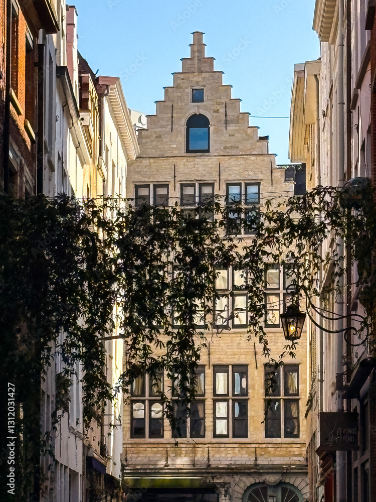 Street view of downtown Antwerp, Belgium