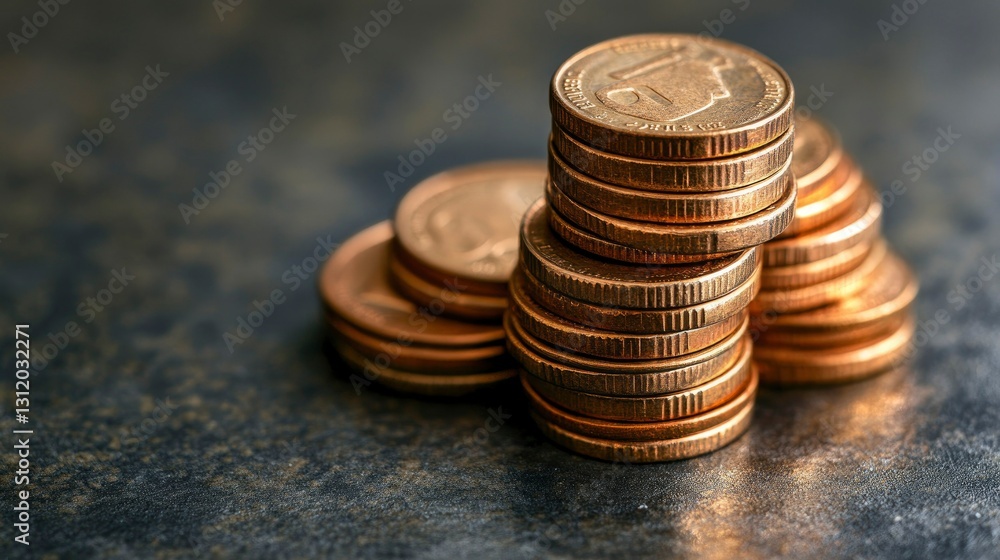Stacks of Copper Coins on Dark Surface Financial Savings and Wealth Concept Stacks of Copper Coins on Dark Surface Financial Savings and Wealth Concept