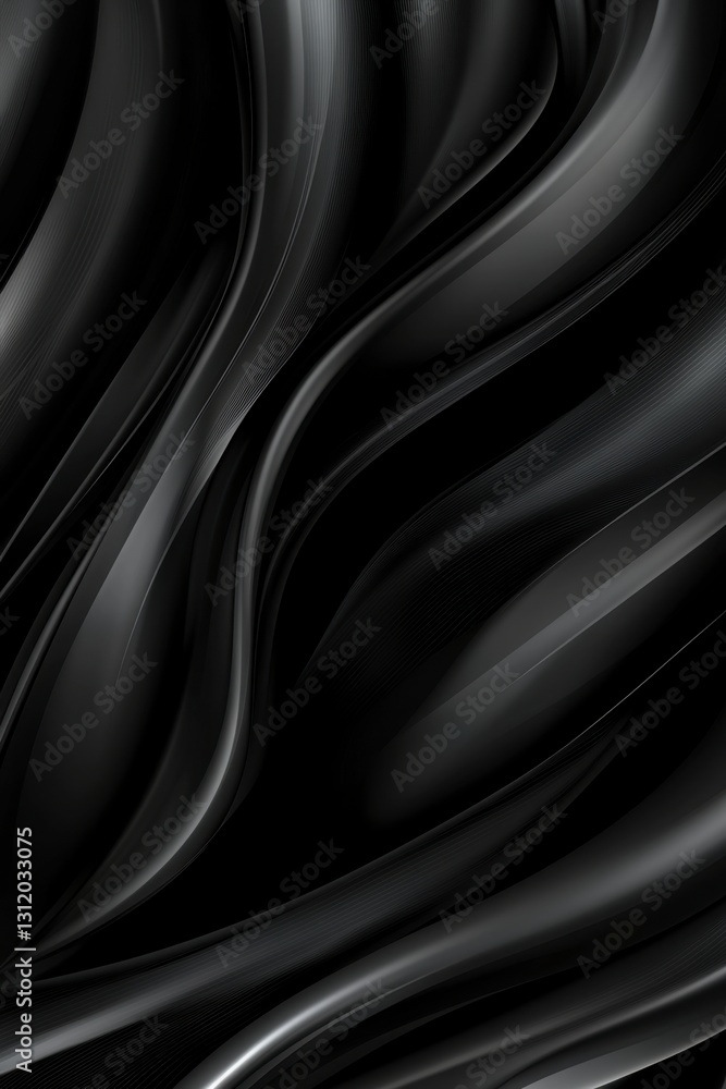 Abstract image of flowing dark gray and black liquid or fabric with subtle light reflections. Smooth, wavy textures create a luxurious and elegant feel. Abstract image of flowing dark gray and black liquid or fabric with subtle light reflections. Smooth, wavy textures create a luxurious and elegant feel.
