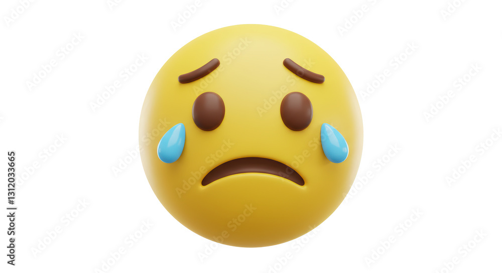 Fototapeta premium Crying Emoji Face with Tears Sadness and Emotional Expression