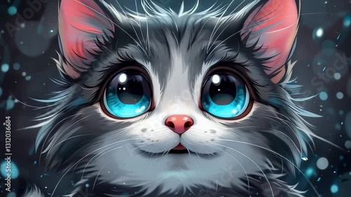 Talking Cartoon Cat.  Generative video.  An animation of a cute talking cartoon cat with no sound.  You can put your own words in.