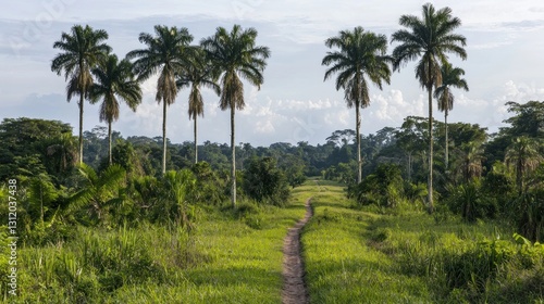 Wallpaper Mural Tropical Path Through Lush Savannah to Forest Torontodigital.ca