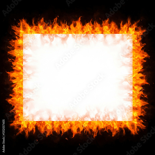 Wall of fire frame with whitespace for custom text