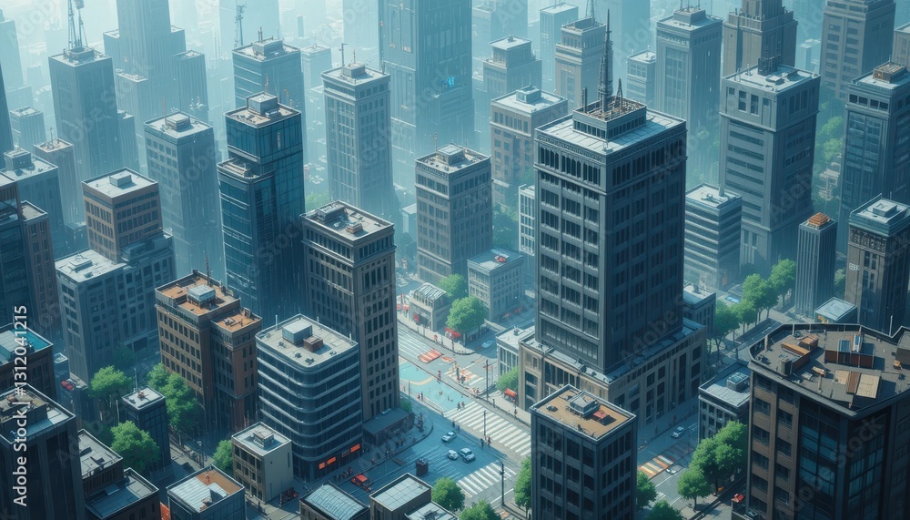 Naklejka premium Urban exploration of skyscrapers city center aerial view modern architecture urban environment