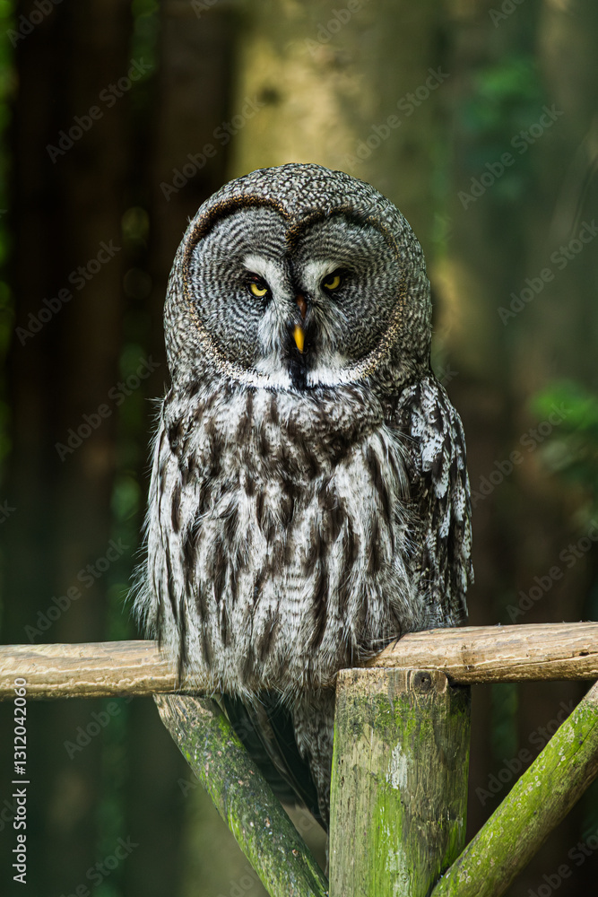 Fototapeta premium Great grey owl looking at you suspiciously | Strix nebulosa