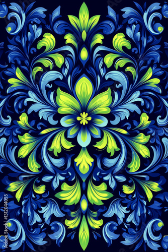 Electric blue and neon green abstract pattern full of energy and modern style