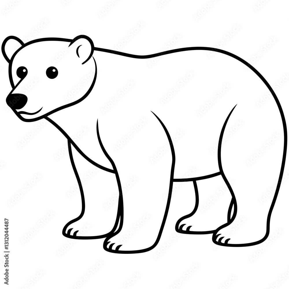 Fototapeta premium polar bear line art on white background 