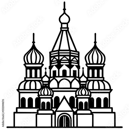 moscow cathedral line art isolated on white background 
