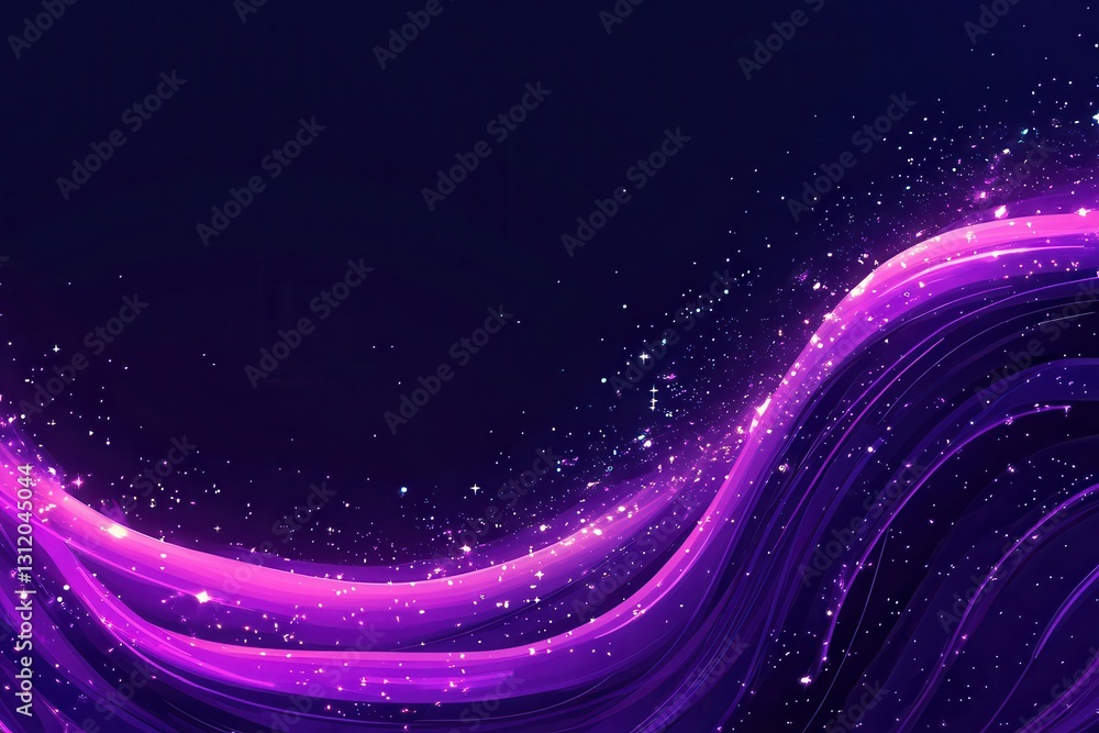 Abstract Purple Wave with Sparkles on Dark Background Abstract Purple Wave with Sparkles on Dark Background