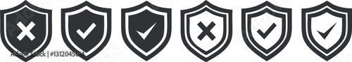 Comparative Analysis of Shield Icons with Check and Cross Marks