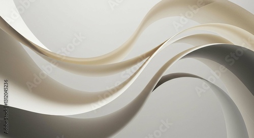Abstract Beige and White Swirling Curves Elegant Minimalist Background Design