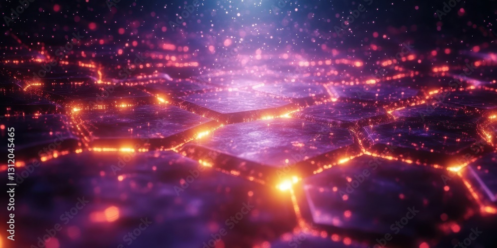 Creative glowing hexagonal patterns on a dark surface with a mystical ambiance at night Creative glowing hexagonal patterns on a dark surface with a mystical ambiance at night