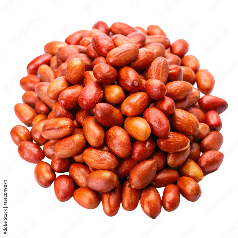 Pile of red peanuts roasted isolated on transparent background Pile of red peanuts roasted isolated on transparent background