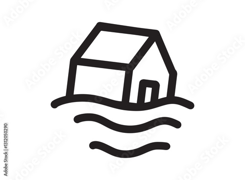 Set of an Disaster Flood Line Icon