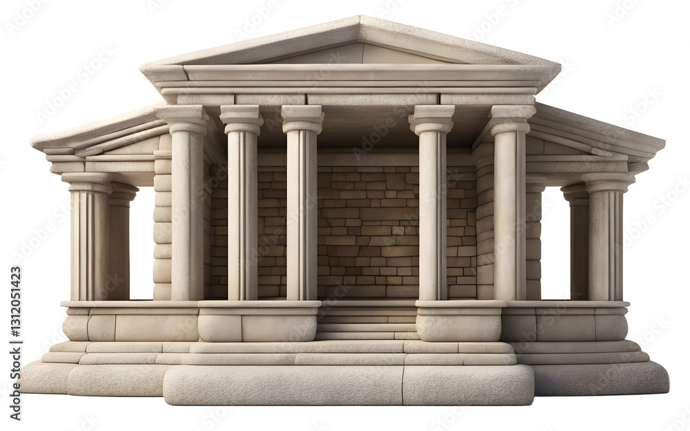 Fototapeta premium A classic stone ark with a rounded top, isolated on a empty plain background