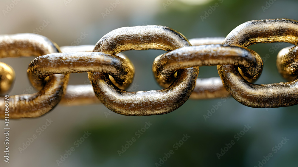 Obraz premium Close-Up of a Gold Metal Chain Links