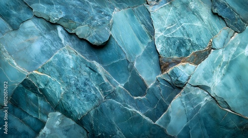 Abstract teal mineral formation with fractured textures and patterns