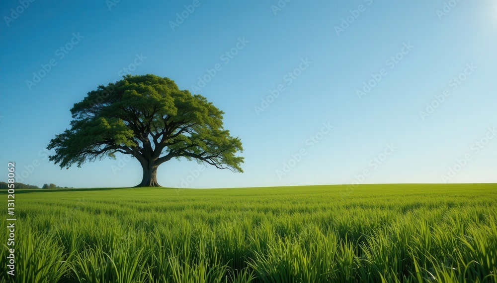 Majestic tree in lush green field nature landscape outdoor serenity Majestic tree in lush green field nature landscape outdoor serenity