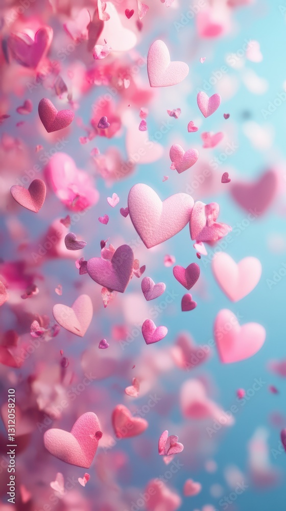 Floating pink hearts create a dreamy backdrop for celebrations and romantic moments Floating pink hearts create a dreamy backdrop for celebrations and romantic moments
