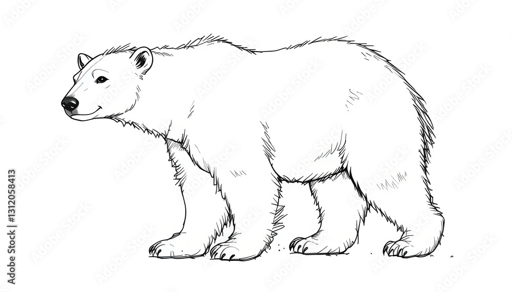 Obraz premium Detailed Sketch of a Polar Bear in Profile