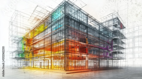 Wallpaper Mural Artistic Reinterpretation of Modern Architectural Blueprint Design Torontodigital.ca