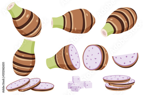 taro isolated on white background.vector cartoon style	