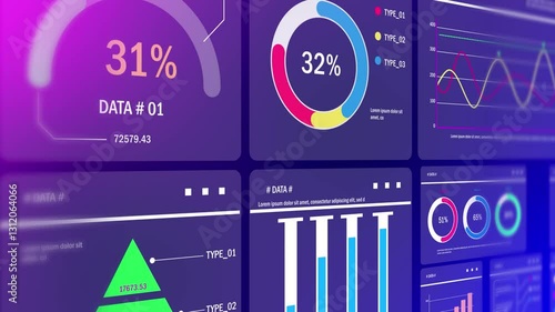 Business data Analytics dashboard Technology Overlay, Futuristic Design for Financial and business concepts, 4K Motion video