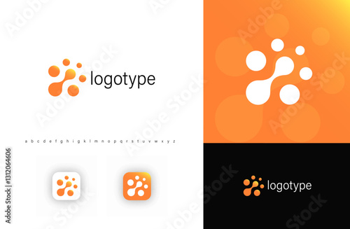 Abstract molecular logo with fusion organic shapes, representing science, biotech, and innovation. Ideal for tech startups, research firms, and data companies. Modern vector logo