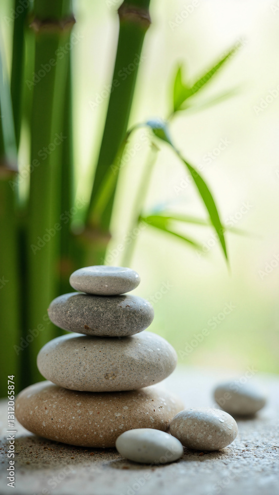Tranquil Spa Stones and Bamboo: A Serene Composition for Wellness Marketing and Relaxation Spaces Tranquil Spa Stones and Bamboo: A Serene Composition for Wellness Marketing and Relaxation Spaces