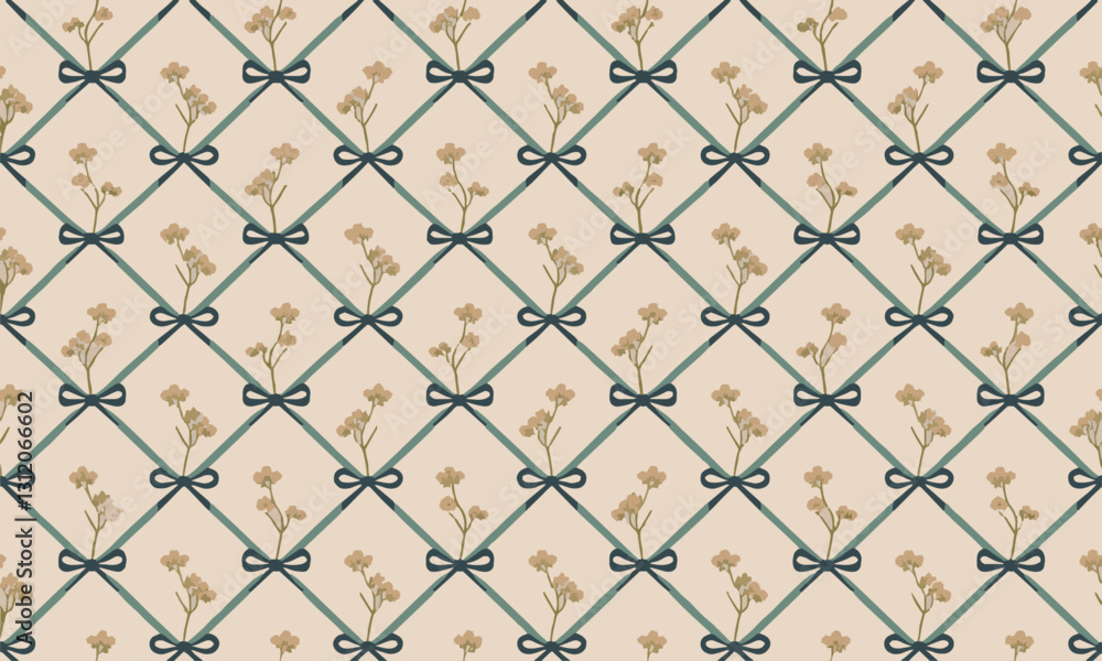 Fototapeta premium Modern seamless vector-style floral pattern with delicate and realistic look, easily editable.