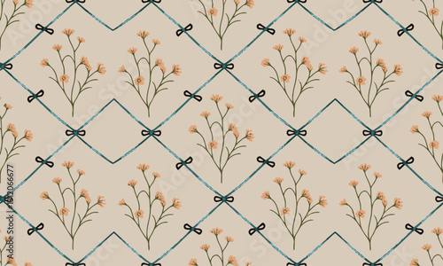 Modern seamless vector-style floral pattern with delicate and realistic look, easily editable.
