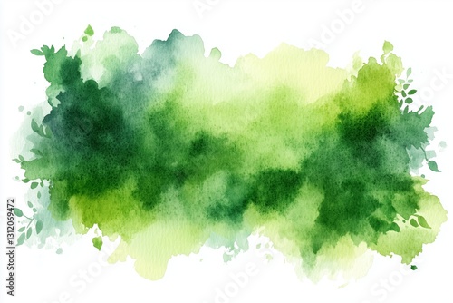 Green watercolor brush stroke, may be used as background 