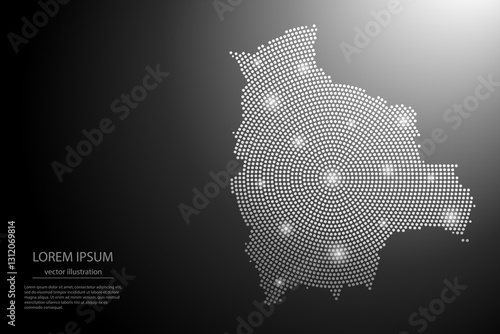 Abstract image Bolivia map from point Gray and glowing stars on a dark background. Vector illustration eps 10.	
