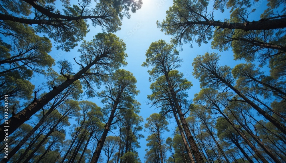 Obraz premium Forest canopy view pine trees nature photography outdoor environment upward perspective